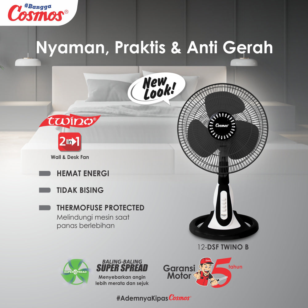 Cosmos Kipas Angin 2In1 (Desk & Wall) - 12-Dsf Twino