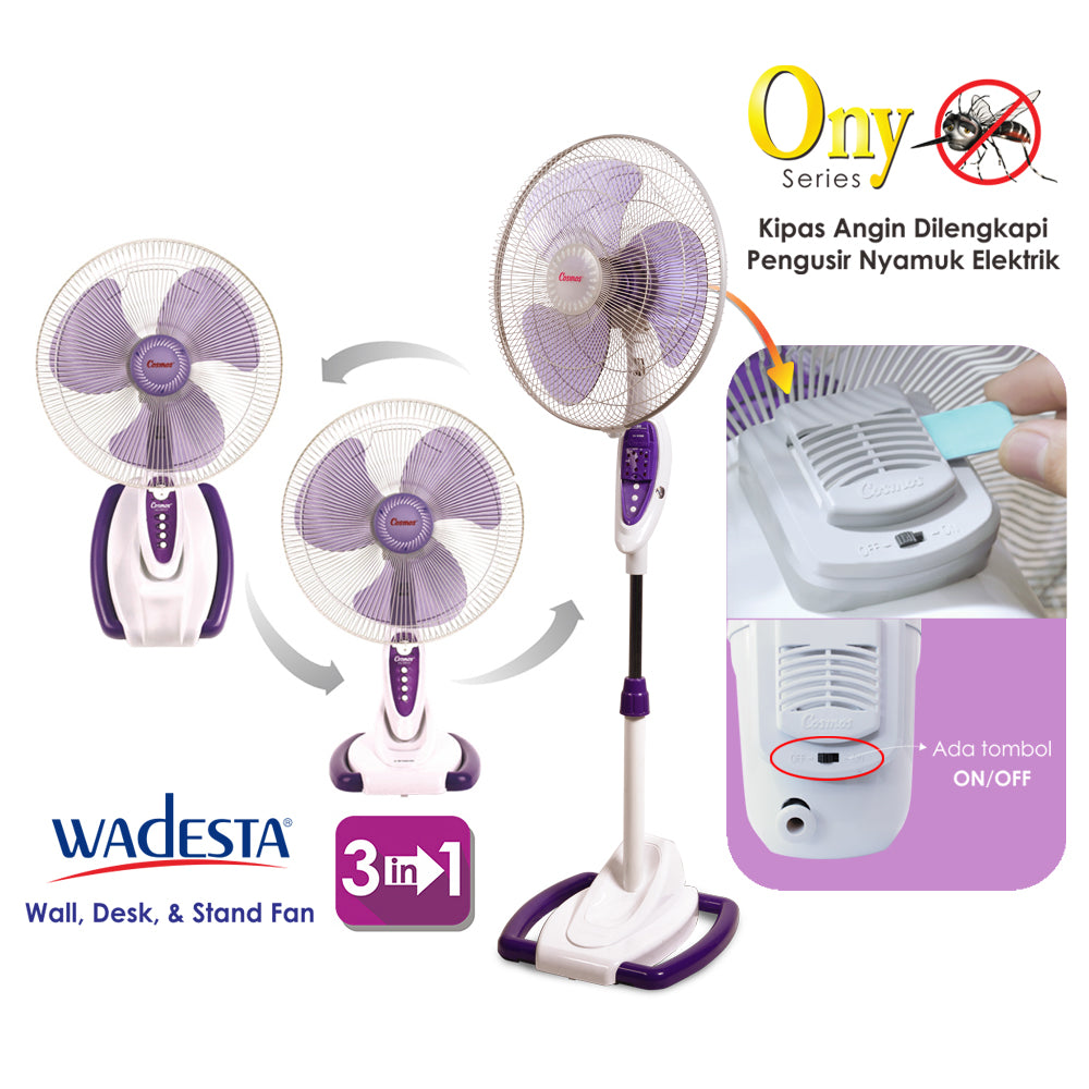 Cosmos Kipas Angin Wadesta (Wall, Desk, Stand) - 3In1 - Ony Series (Pengusir Nyamuk) - 16-S033 Ony