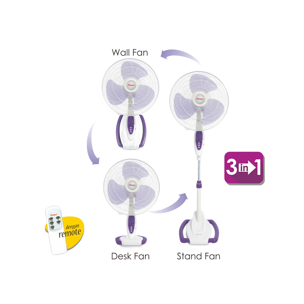 Cosmos Kipas Angin Wadesta (Wall, Desk, Stand) 3In1 - Remote - 16-S088