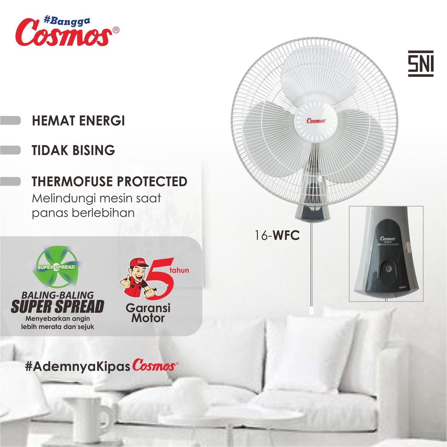 Cosmos Kipas Angin Wall Fan 16-Wfc