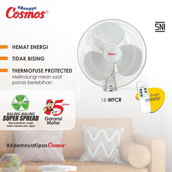 Cosmos Kipas Angin Wall Fan Remote 16-Wfcr