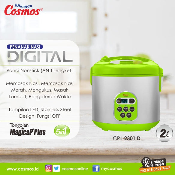 Cosmos Rice Cooker Digital 5In1 CRJ-2301 D - 2 L