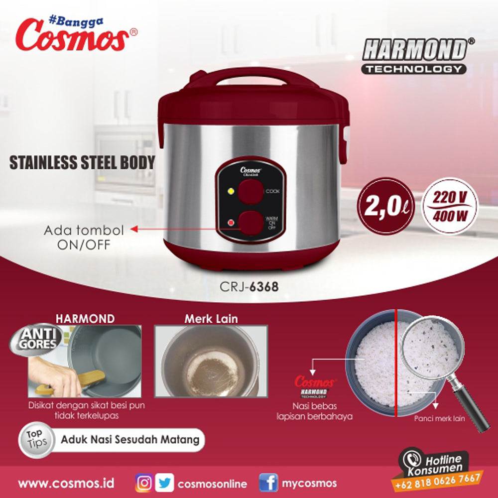 Cosmos Rice Cooker Harmond Crj-6368 - 2L
