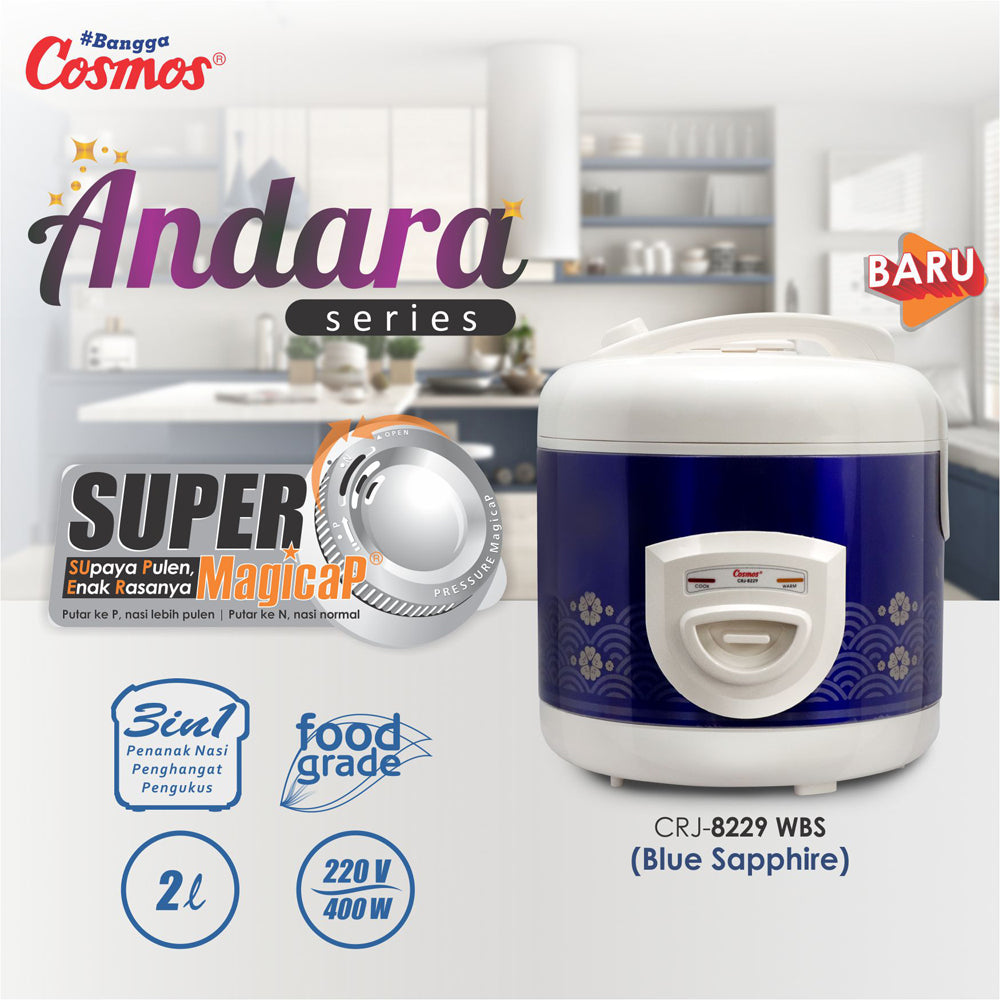 Cosmos Rice Cooker Non Stick Crj-8229 Wbs - 2L