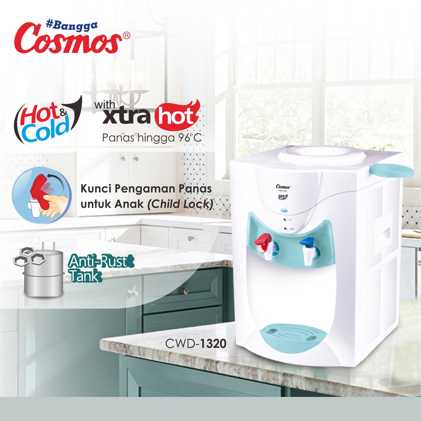 Cosmos Water Dispenser - Portable Dispenser - Cwd-1320 - Hot & Cold