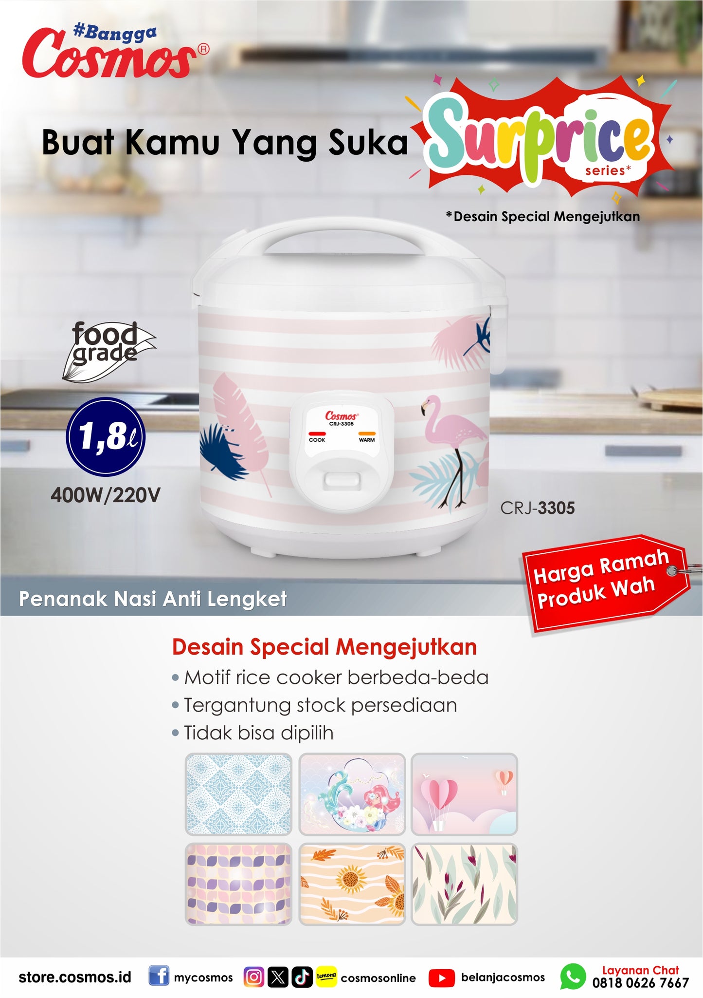Cosmos Non-Stick Rice Cooker Crj-3305