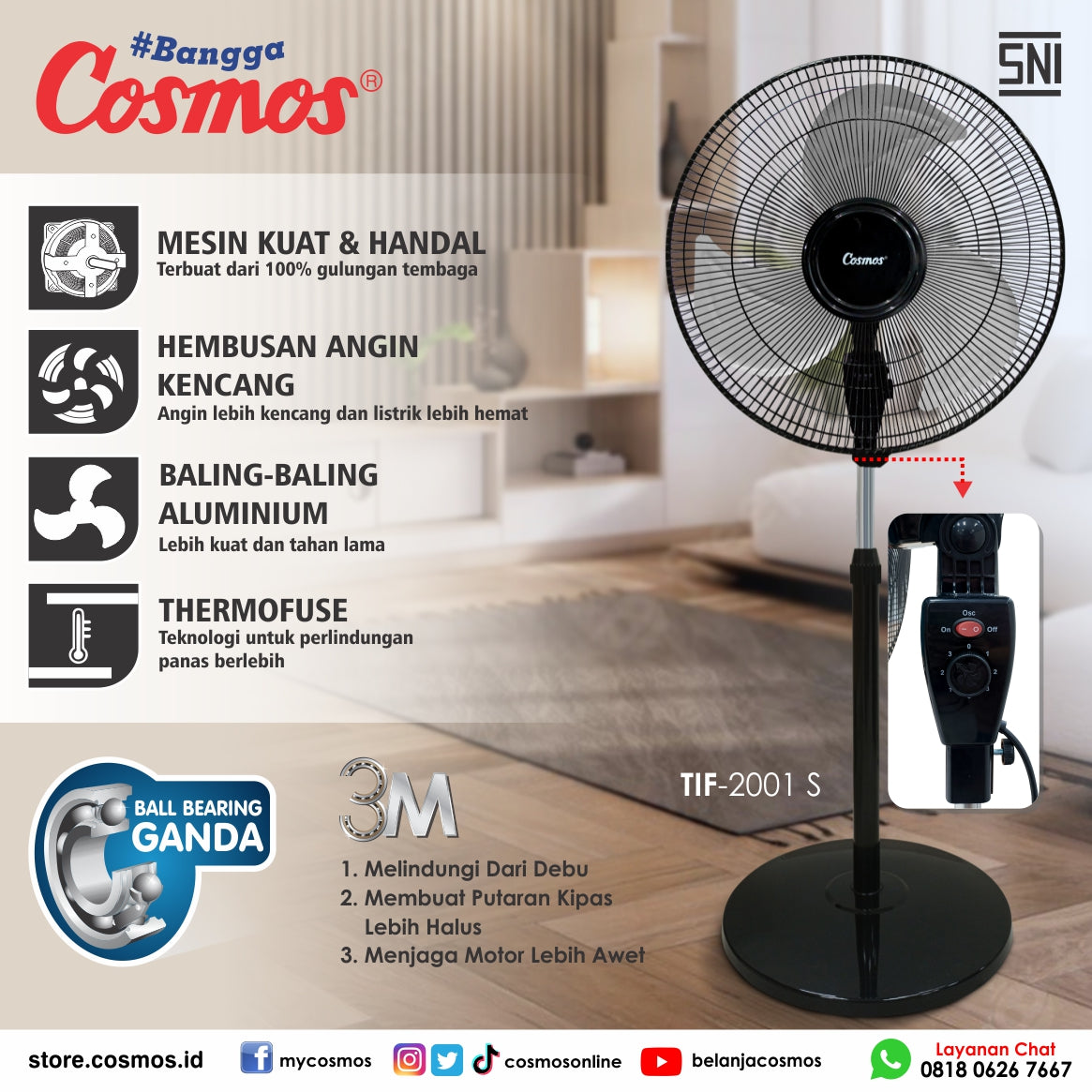 Cosmos Tif-2001 S - 20 Inch Stand Fan